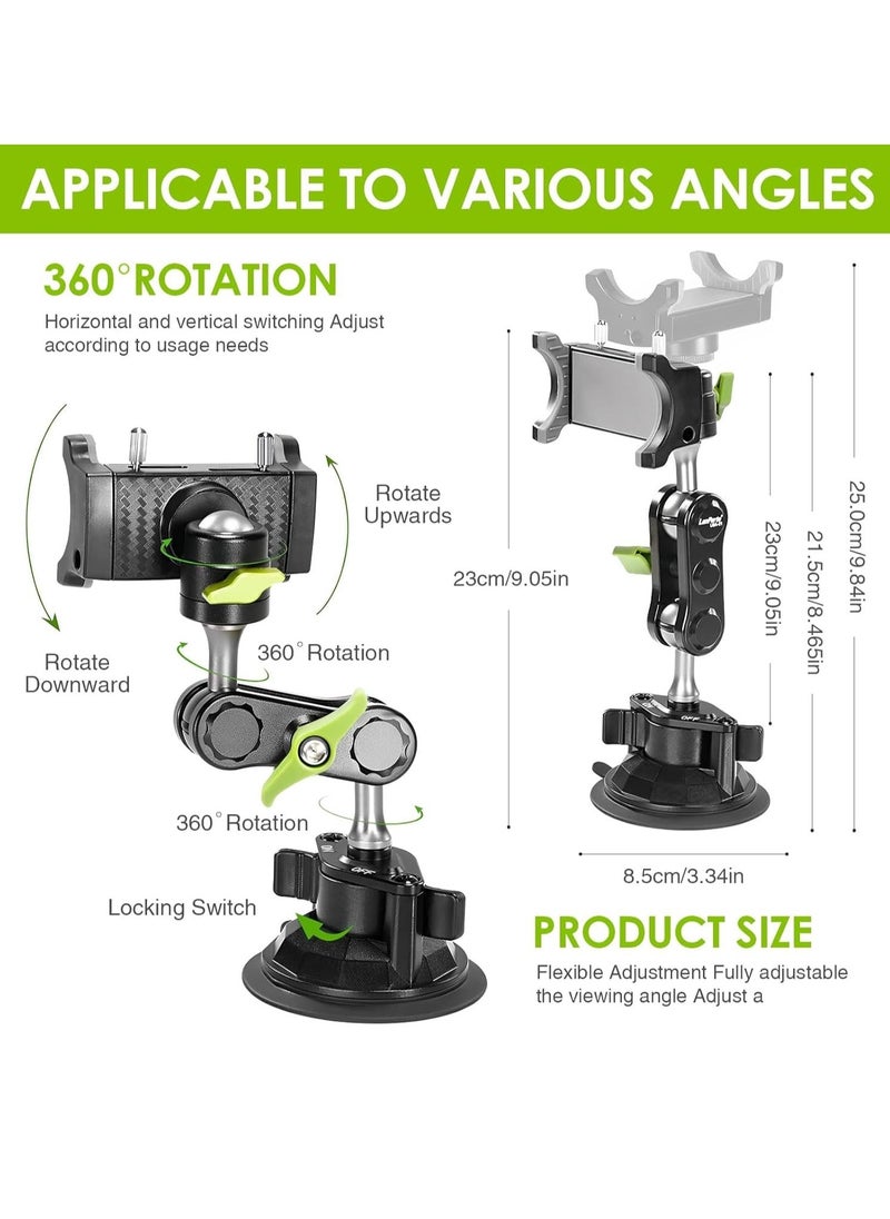 ELTRAZONE Suction Cup Car Phone Holder Mount – 360° Rotating, Universal Ball Head Arm, Multifunctional Adjustable for Car Window & Windshield, Compatible with iPhone & Samsung - Image 5