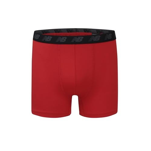 New Balance Boys' 3.5" Underwear, Performance Boxer Briefs (4 Pack), Magnet Print/Team Red/Black/Team Red Print, Small - Image 2