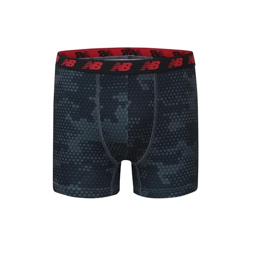 New Balance Boys' 3.5" Underwear, Performance Boxer Briefs (4 Pack), Magnet Print/Team Red/Black/Team Red Print, Small - Image 4