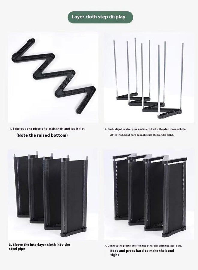 Hanayo Shoe Rack Organizer Free Standing Z-Type Shoe Rack 4-Tier Metal Shoe Shelf Storage Small Free Standing Shoe Organizer 8 Pairs Shoe Storage Shelf for Closet Entryway Hallway Bedroom(Black) - Image 5