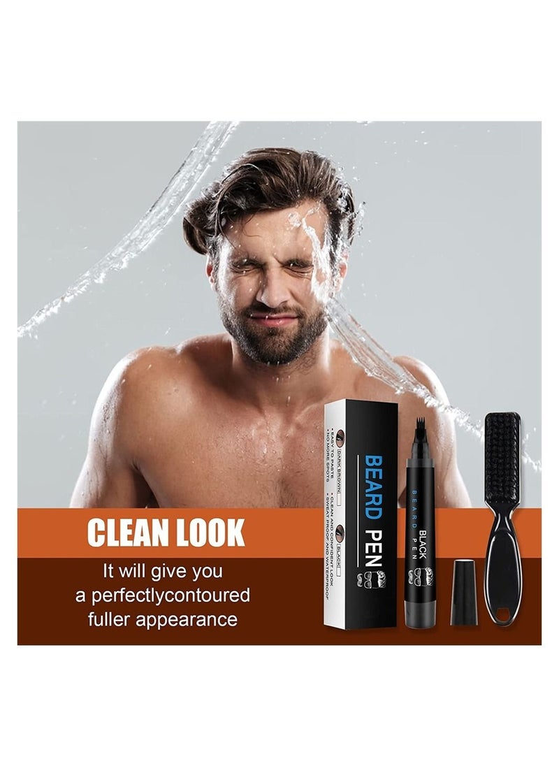 Generic Beard Pencil Filler for Men, Beard Pen for Men, Waterproof Beard Filling Pen Kit with Water Proof Beard Filling Pen and Beard Brush Long Lasting Coverage and Natural Looking  - Image 4