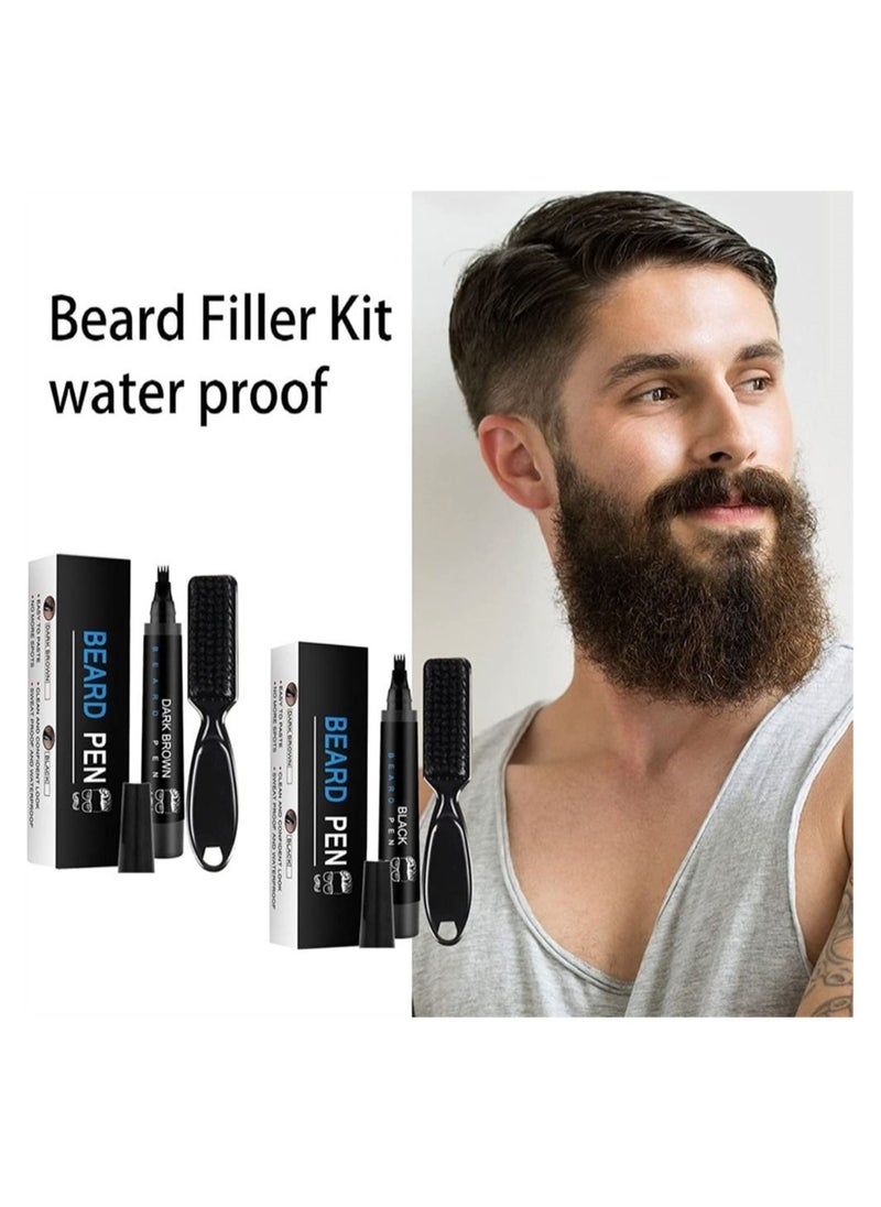 Generic Beard Pencil Filler for Men, Beard Pen for Men, Waterproof Beard Filling Pen Kit with Water Proof Beard Filling Pen and Beard Brush Long Lasting Coverage and Natural Looking  - Image 3
