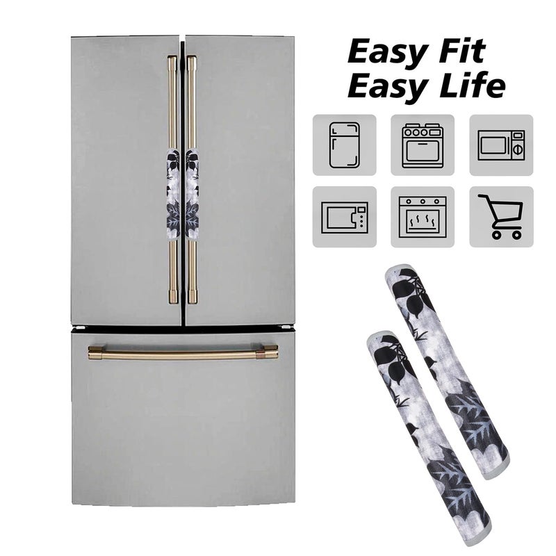 Kuber Industries Kuber Industries Fridge Handle Cover Polyester Fridge Door Handle Protector Fridge Door Handle Cover Tree Kniting Fridge Handle Cover 2 Piece Set Gray  - Image 5