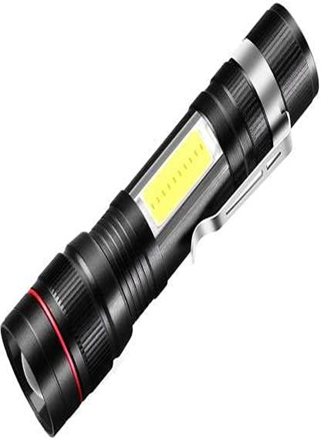 Care4 Care 4 CREE T6 LED Rechargeable Flashlight Torch + Cob Light Torch (Black : Rechargeable) - Image 1