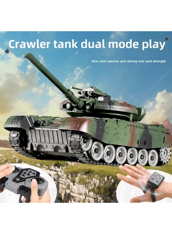 Simulation Remote Control Tank Crawler Model Toy Tank With Light Music Shooting Outdoor Children's Toys-Color:DH999-76 Nine-channel-2.4G Navy Blue Tank - Image 2