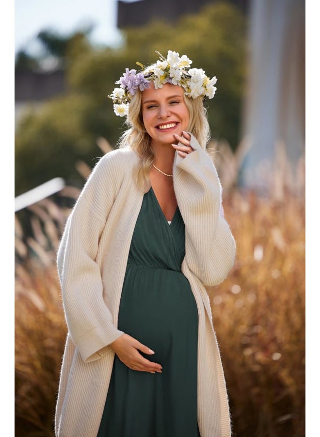 Ekouaer 3 in 1 Labor/Delivery/Hospital Gown Maternity Dress Nursing Nightgown Sleepwear for Breastfeeding Dark Green Large) - Image 3