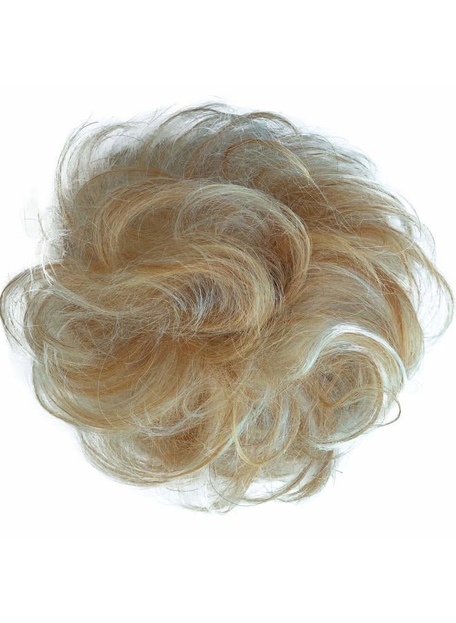 CAISHA PRETTYSHOP 100% Human Hair Up Scrunchie Scrunchy Extensions Hairpiece Do Bun Ponytail Diverse Colors (blonde mix #27H613) - Image 1