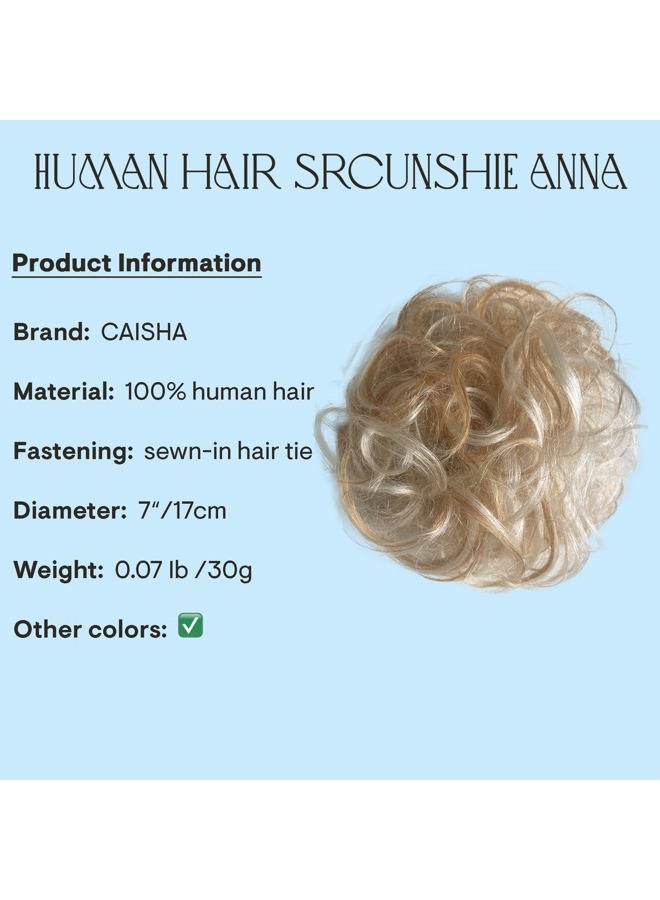 CAISHA PRETTYSHOP 100% Human Hair Up Scrunchie Scrunchy Extensions Hairpiece Do Bun Ponytail Diverse Colors (blonde mix #27H613) - Image 3