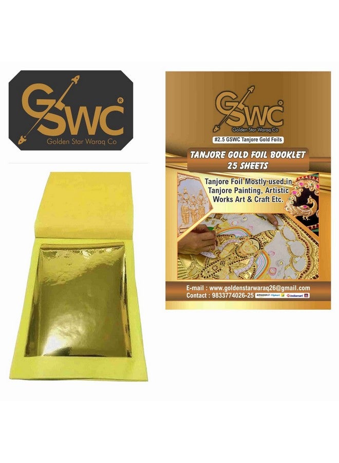 GSWC Tanjore Gold Foil 25 Sheets Gold Foil for Tanjore Painting Mysore Painting Kundan Works (Gold) - Image 2