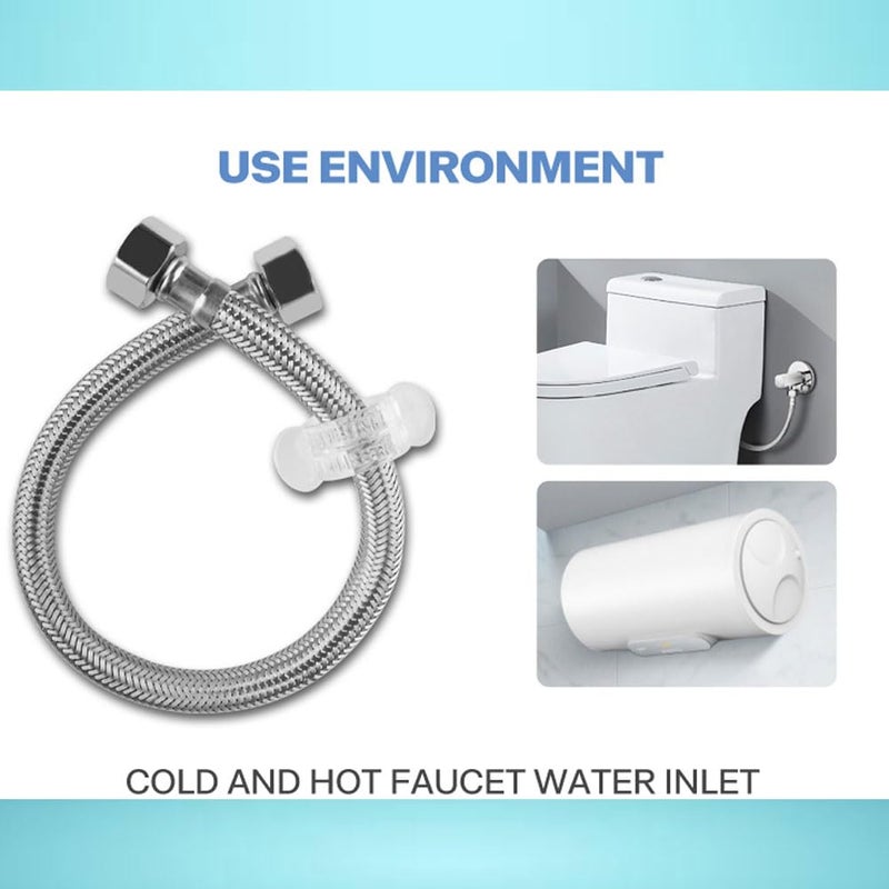 MLD Stainless Steel Connection Pipe For Hot And Cold With turbo Brass Angle Valve for Sink Faucet Toilet Washbasin Water Heater Geyser GCP820 24 inch Pipe With Valve combo - Image 5