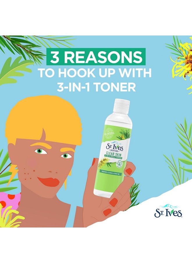 ST. Ives - St.Ives Solutions 3-In-1 Face Toner For Combination To Oily And Acne Prone Skin Clear Skin Made With 100 Percent Natural Tea Tree Extract, Vitamin B3, Micellar Water Technology, And Witch Hazel 8.5 Oz - Image 1