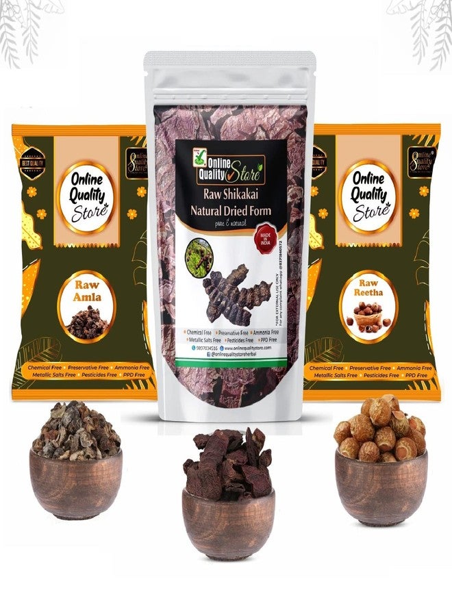 Online Quality Store reetha amla shikakai combo raw form |raw reetha for hair |Aritha|Reetha|Ritha|Soapnuts (Sapindus Mukorossi) |Indian Gooseberry |dried Shikakai, Acacia Concinna |reetha amla shikakai raw shampoo |hair pack(1400g,family pack) - Image 1