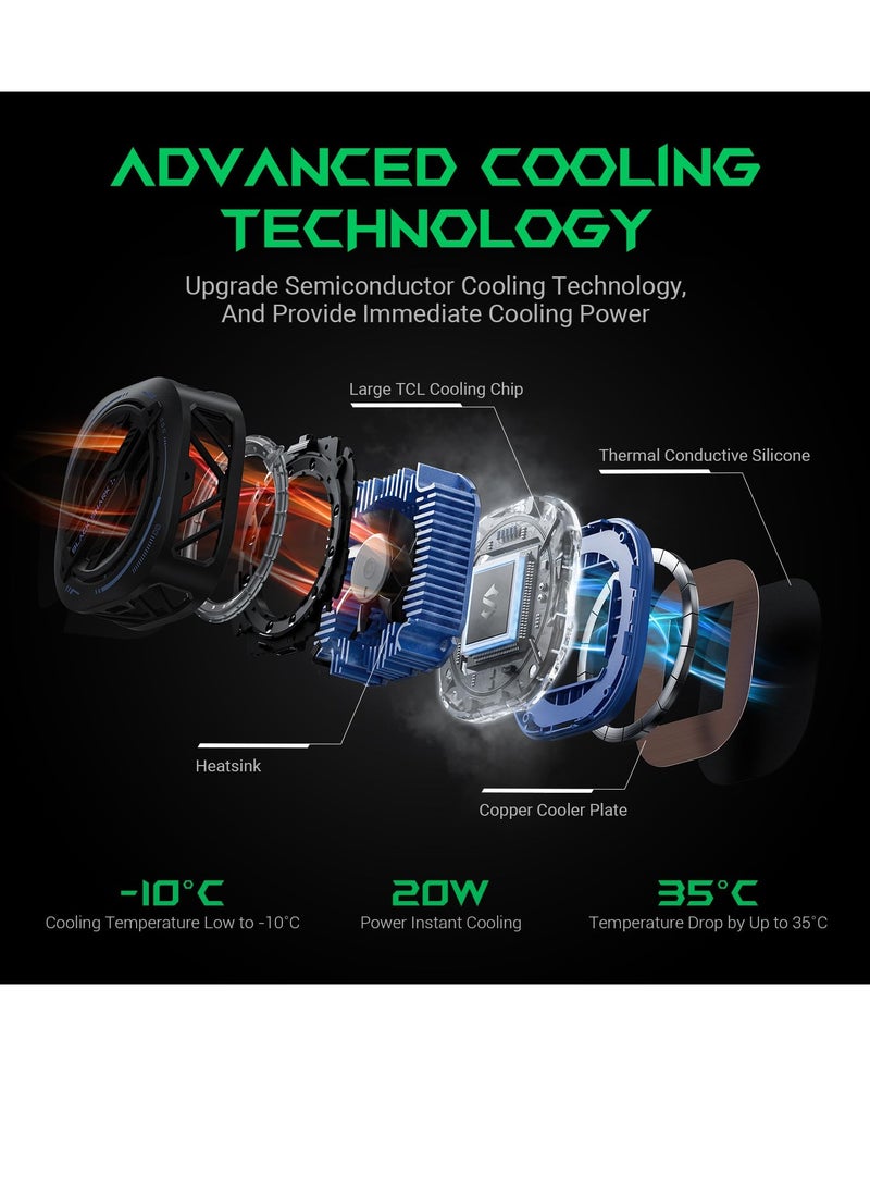 KASTWAVE Magnetic Cell Phone Cooler Semi Conductor Heatsink Phone Cooling Fan with RBG Larger Cooling Area Super Quiet Rapid Cooling Increase Game Framerate and experience for Phone Tablet IPad Black - Image 5