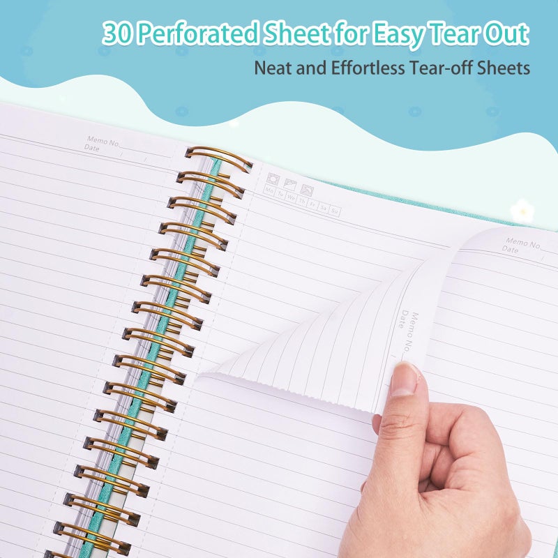 Amanple Spiral Notebook, 365 Page Hardcover Leather Notebook Journal, Large B5 Lined Journal for Women Men, College Ruled Notebooks for Work School, Journals for Writing, 24pcs Index Tabs, 8" x 10", Teal - Image 4