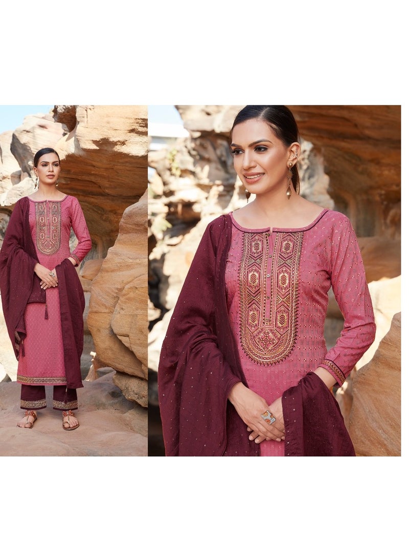 Ghazal Rangoon Gazal Salwaar kameez FABRIC TOP: SILK WEAVING BUTTI & SEQUENCE WORK  FABRIC BOTTOM: FLEX COTTON WITH WORK PANT DUPATTA: MUSLIN SEQUENCE FANCY WORK  - Image 2
