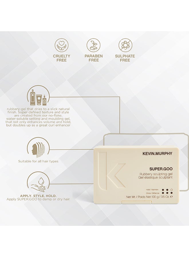 KEVIN.MURPHY Super Goo Styling Rubbery Gel For All Hair Type Beige/Black 100grams - Image 3