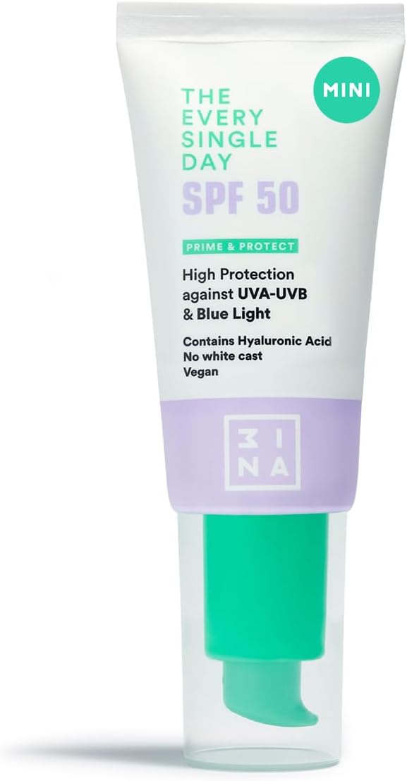 3INA MAKEUP The Every Single Day SPF50 mini Sunscreen SPF 50 Face Moisturiser w Hyaluronic Acid Travel Size Sun Cream