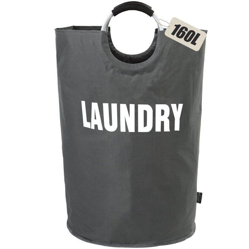 DOKEHOM 160L XXLarge Laundry Basket 7 Colors Collapsible Laundry Bag Foldable Laundry Hamper Folding Washing Bin Dark Grey XXL