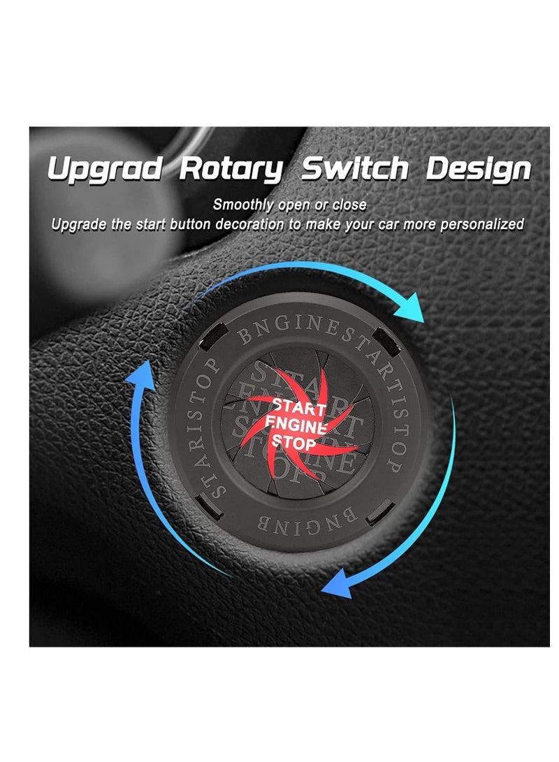 Y&D Car Start Button Cover, Engine Stop Spin One Key Cover Anti-Scratch Universal Replacement Decoration Protector Ring, Titanium Black  - Image 2