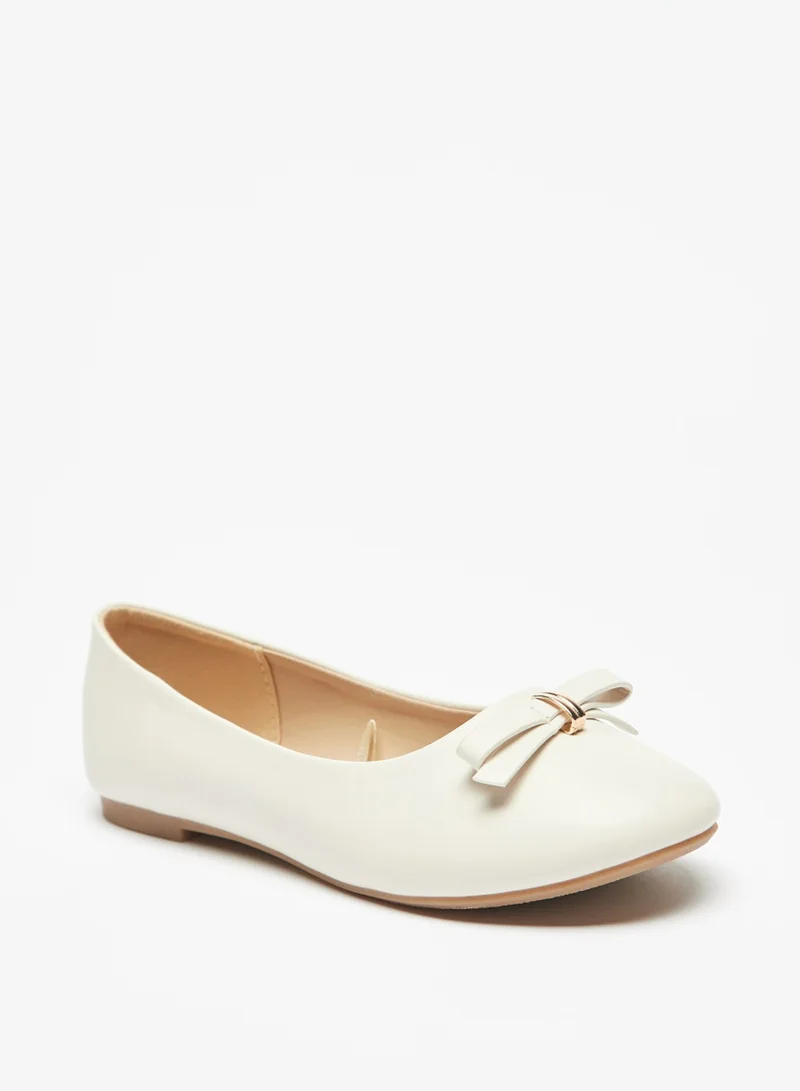 فلورا بيلا من شو إكسبرس Girls Slip On Round Toe Ballerina Shoes With Bow Accent By Shoexpress