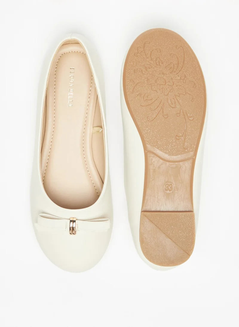 فلورا بيلا من شو إكسبرس Girls Slip On Round Toe Ballerina Shoes With Bow Accent By Shoexpress