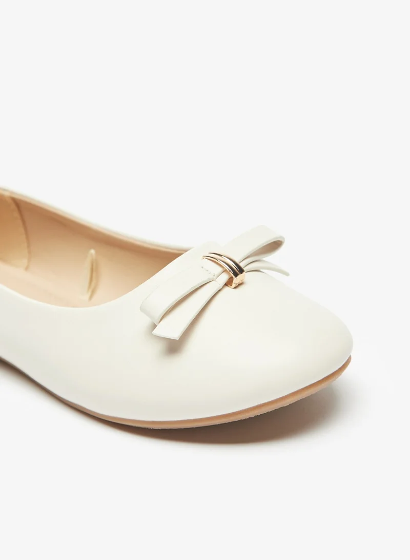 فلورا بيلا من شو إكسبرس Girls Slip On Round Toe Ballerina Shoes With Bow Accent By Shoexpress