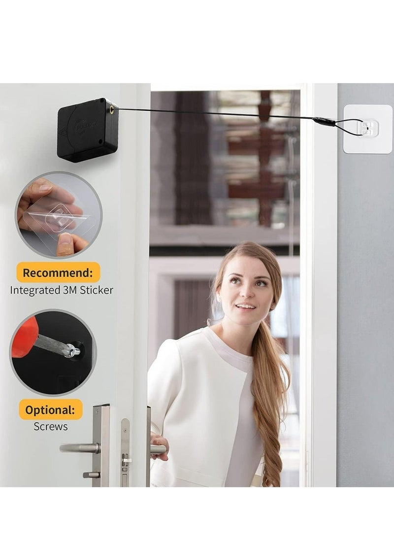 Generic Door Closer, Punch-Free Automatic Sensor Door Closer Plus, Forceful Automatic Door Closer, Punch Free Door Closer Built in Buffer, for Family Doors, Wardrobe,Window, 1200g 4.9FT (1 Pack Black)  - Image 3