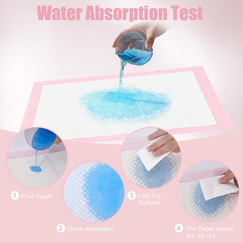 SKY-TOUCH 80 Pieces Baby Disposable Changing Mats,Waterproof Baby Changing Pads, 60x60 cm, Highly Absorbent Leakproof Changing Pad Baby, Ultra soft Diaper Changing Mat Underpads for Baby Pink - Image 5