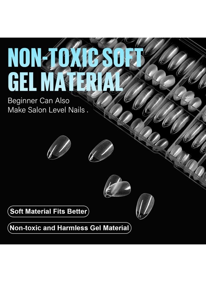 TOMICCA Short Almond Nail Tips, 504Pcs Soft Gel Nail Tips, 12 Sizes Pre-Shaped Half Matte Fake Clear Gelly Tips, Press on Acrylic Nails for Nail Extension DIY Nail Salon - Image 5
