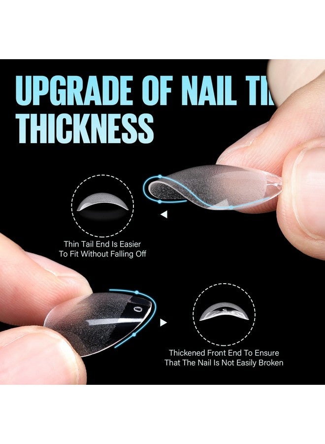 TOMICCA Short Almond Nail Tips, 504Pcs Soft Gel Nail Tips, 12 Sizes Pre-Shaped Half Matte Fake Clear Gelly Tips, Press on Acrylic Nails for Nail Extension DIY Nail Salon - Image 2