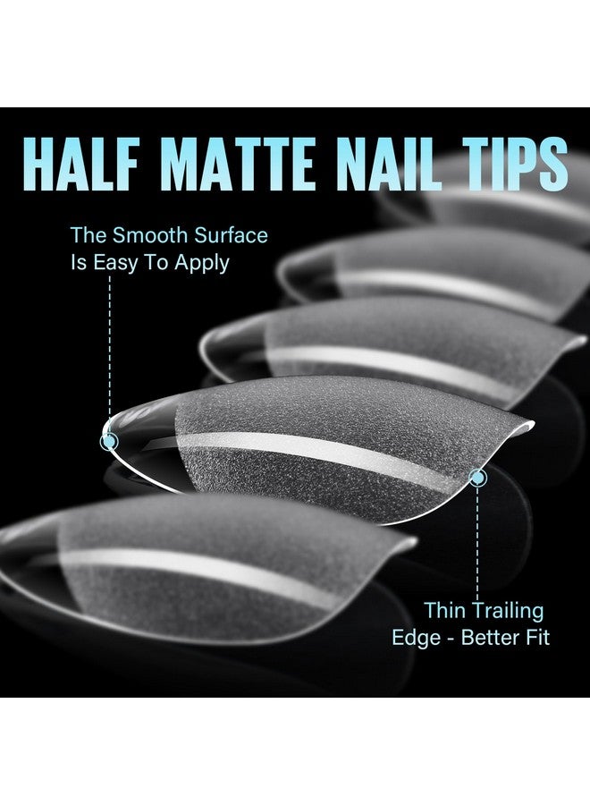 TOMICCA Short Almond Nail Tips, 504Pcs Soft Gel Nail Tips, 12 Sizes Pre-Shaped Half Matte Fake Clear Gelly Tips, Press on Acrylic Nails for Nail Extension DIY Nail Salon - Image 4