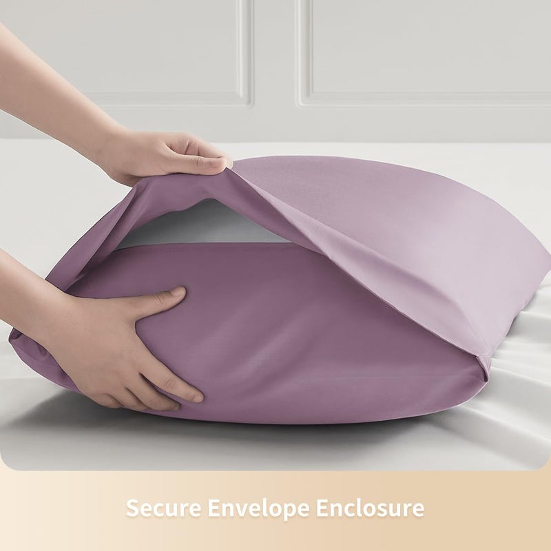 Parkdeny Queen Pillowcases  Cooling Viscose from Bamboo Pillow Covers with Envelope Closure  Soft Moisture-Wicking for Hot Sleepers  Hair and Skin-Friendly  Light Purple  2 Pack - Image 5