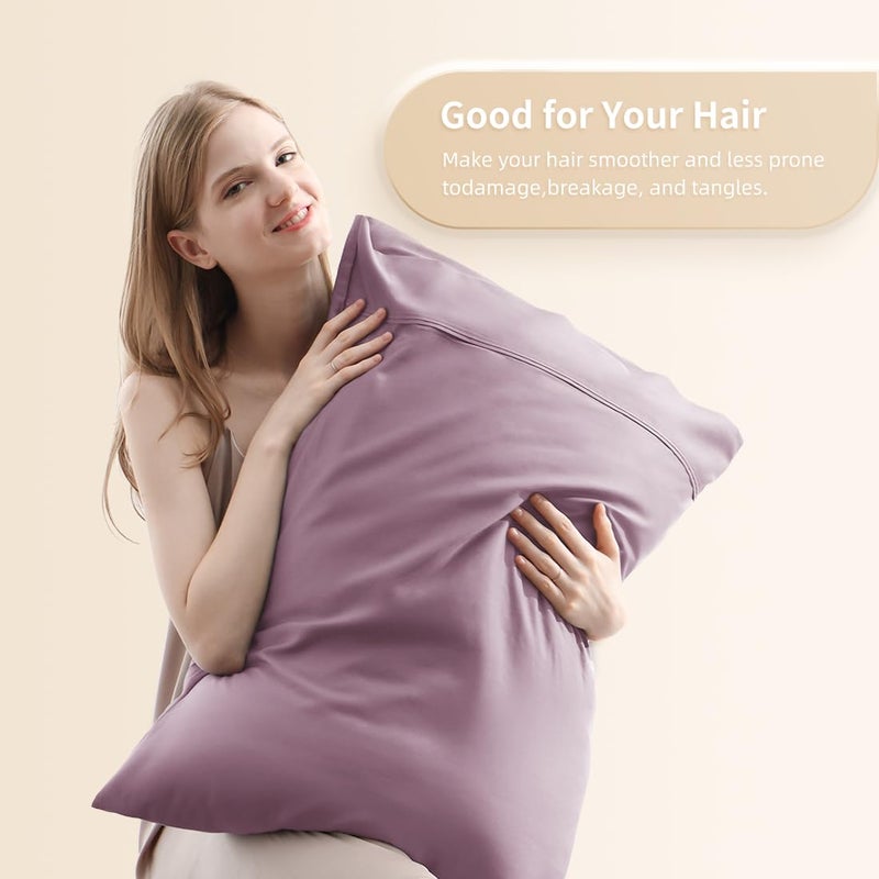 Parkdeny Queen Pillowcases  Cooling Viscose from Bamboo Pillow Covers with Envelope Closure  Soft Moisture-Wicking for Hot Sleepers  Hair and Skin-Friendly  Light Purple  2 Pack - Image 2