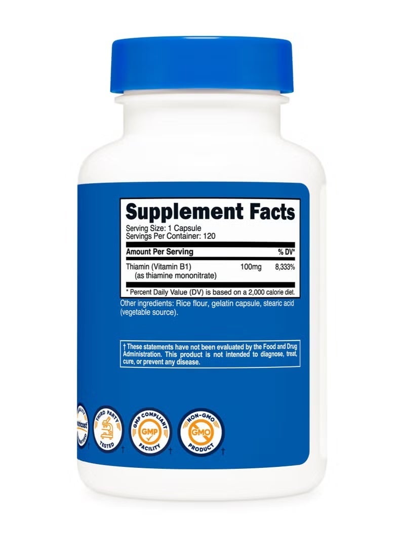 Nutricost, Vitamin B1, 100 mg, 120 Capsules - Image 2