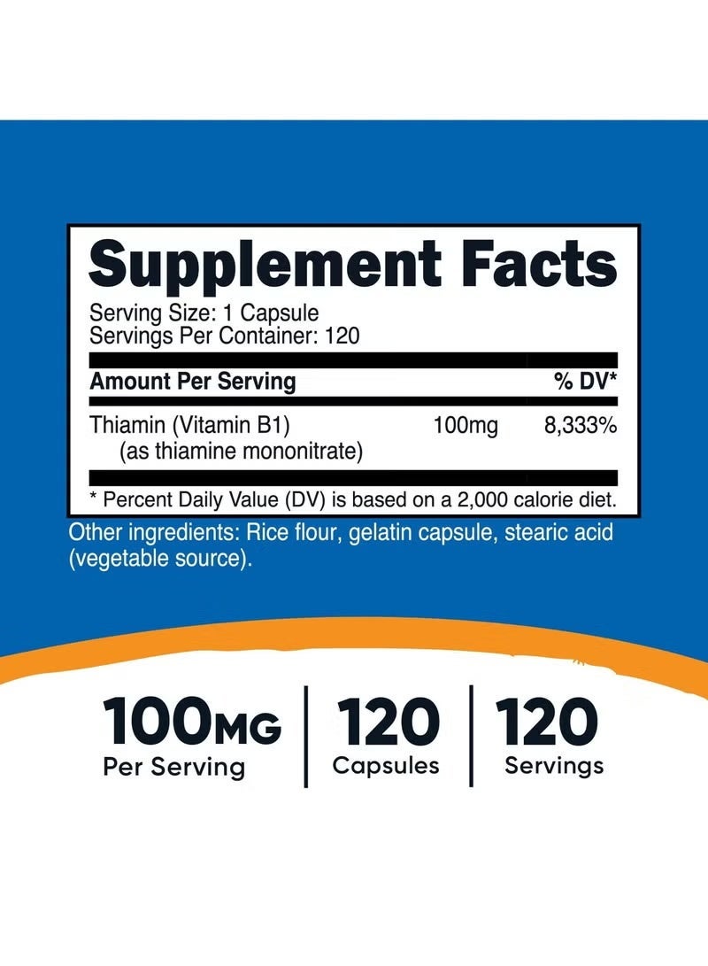 Nutricost, Vitamin B1, 100 mg, 120 Capsules - Image 5