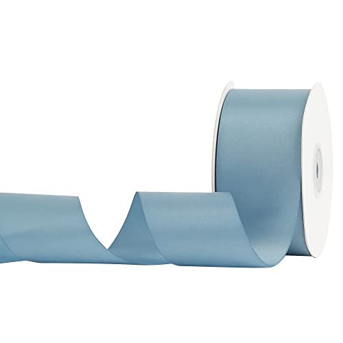 HUIHUANG Dusty Blue 2 inch Wide Double Face Satin Polyester Ribbon for Wedding, Baby Shower, Christmas, Birthday, Valentine's Day - 25 Yards/Roll - Image 5