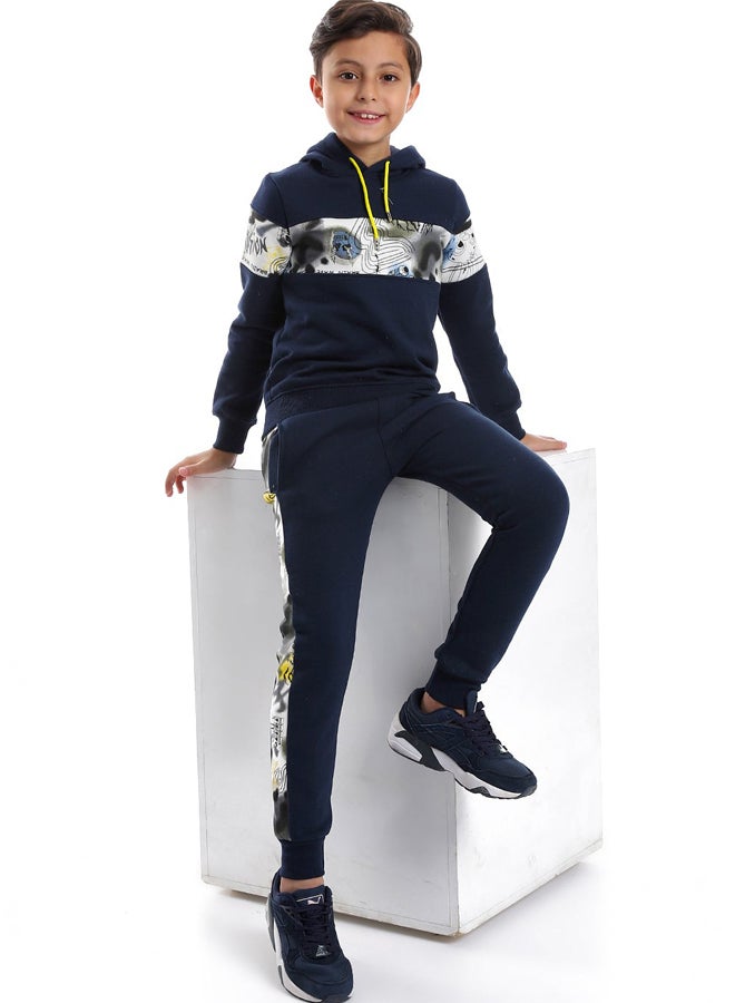 Andora Navy Blue Training Suit With Yellow Drawstrings _Navy Blue - Image 1