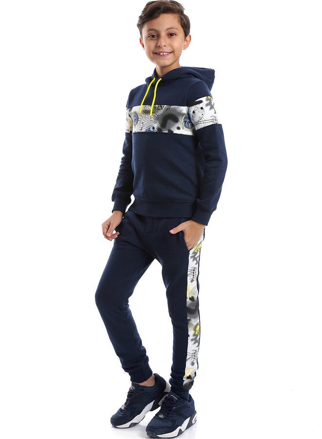 Andora Navy Blue Training Suit With Yellow Drawstrings _Navy Blue - Image 2