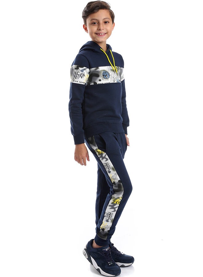 Andora Navy Blue Training Suit With Yellow Drawstrings _Navy Blue - Image 3