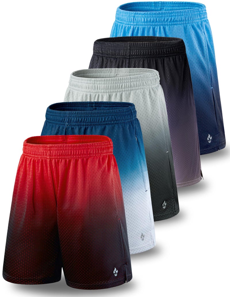 Liberty Pro 5 Pack: Mens Athletic Shorts, 9" Mesh Basketball Shorts Men Active Gym Shorts with Pockets (Set 3, Large) - Image 1