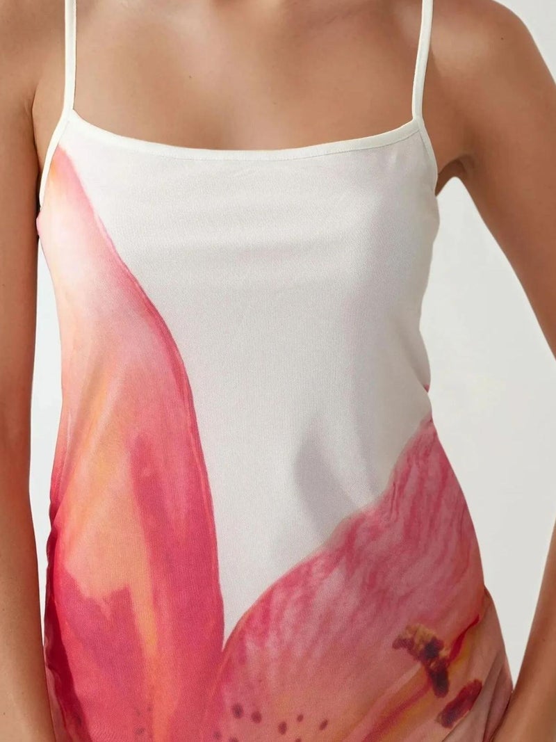 HICCUP Square Collar Bodycon Dress with Floral Print - Image 3