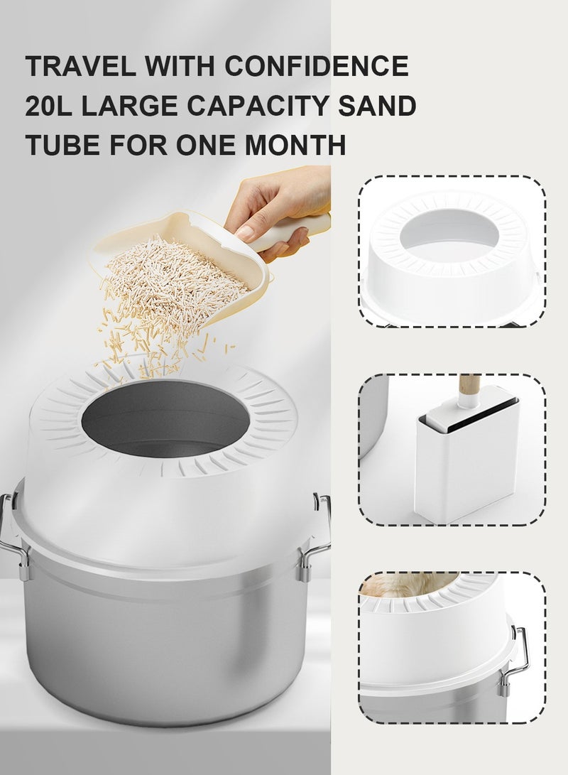 كيدل غير القابل للصدأ مربع القمامة القط المعادن علبة القمامة القط ، وارتفاع الجانب الجدار ، القط المرحاض الحيوانات الأليفة مربع القمامة ، ومجرفة - Image 2