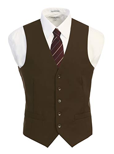 Gioberti Men's Formal Suit Vest Fit for Business or Casual Dress, Light Brown, Medium - Image 2