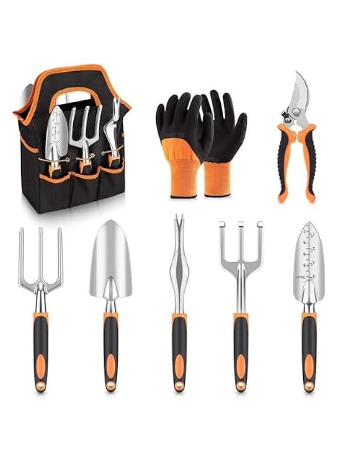 HOOKOR - Garden Tool Set, Stainless Steel Heavy Duty Gardening Tool Set, with Non-Slip Rubber Grip, Storage Tote Bag, Outdoor Hand Tools, Ideal Garden Tool Kit Gifts for Women and Men - Image 1
