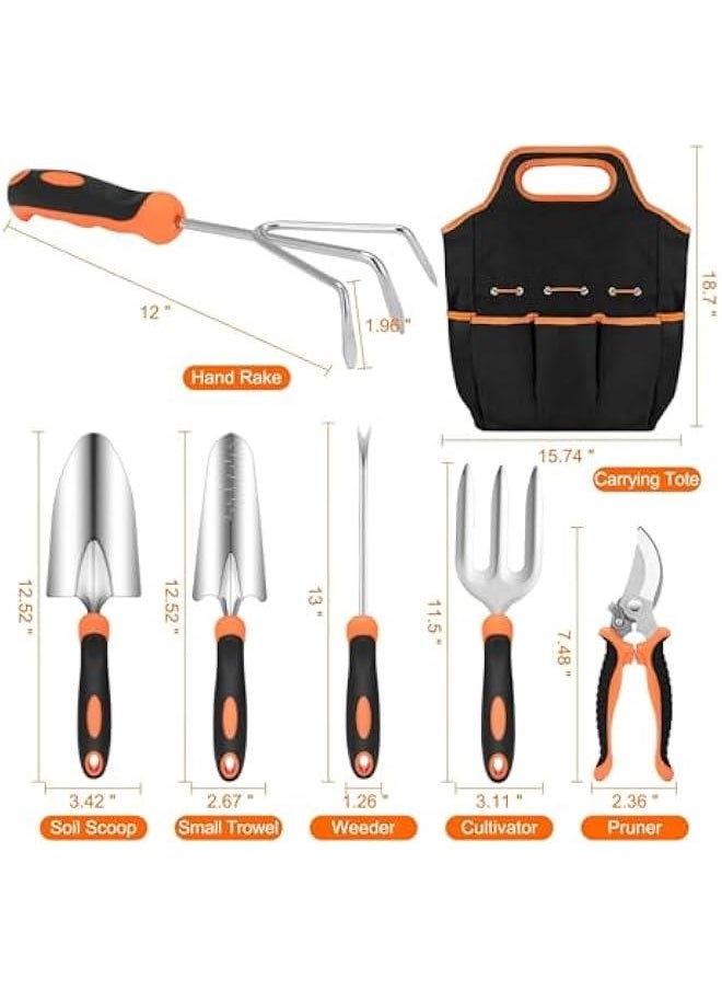 HOOKOR - Garden Tool Set, Stainless Steel Heavy Duty Gardening Tool Set, with Non-Slip Rubber Grip, Storage Tote Bag, Outdoor Hand Tools, Ideal Garden Tool Kit Gifts for Women and Men - Image 1