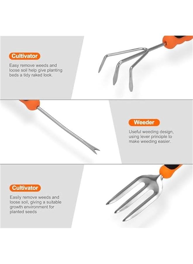 HOOKOR - Garden Tool Set, Stainless Steel Heavy Duty Gardening Tool Set, with Non-Slip Rubber Grip, Storage Tote Bag, Outdoor Hand Tools, Ideal Garden Tool Kit Gifts for Women and Men - Image 1