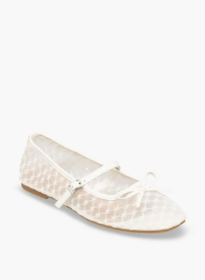 Celeste Women Bow Detail Mesh Mary Jane Shoes
