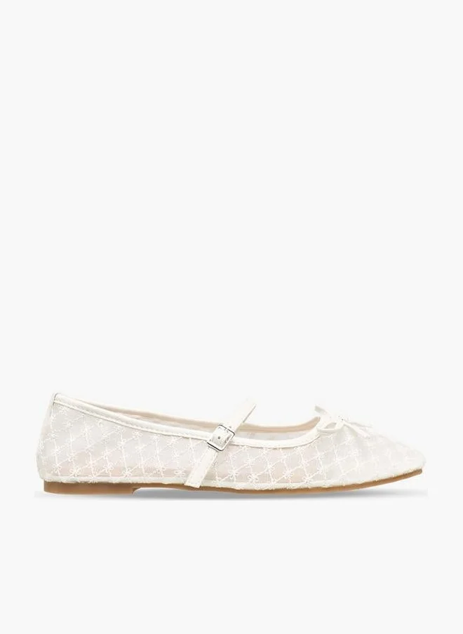Celeste Women Bow Detail Mesh Mary Jane Shoes