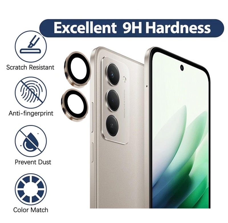 FabeKee Camera Lens Frame Glass Compatible with Redmi 15 5G Tempered Glass Aluminum Alloy Frame Individual Camera Lens Protector Cover gold - Image 3