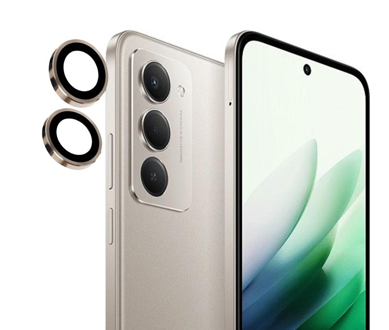 FabeKee Camera Lens Frame Glass Compatible with Redmi 15 5G Tempered Glass Aluminum Alloy Frame Individual Camera Lens Protector Cover gold - Image 1